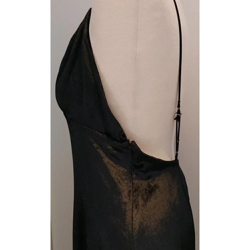NWT Haute Hippie Black Velvet Maxi Evening Dress Spaghetti Straps Size 8 - Picture 9 of 13